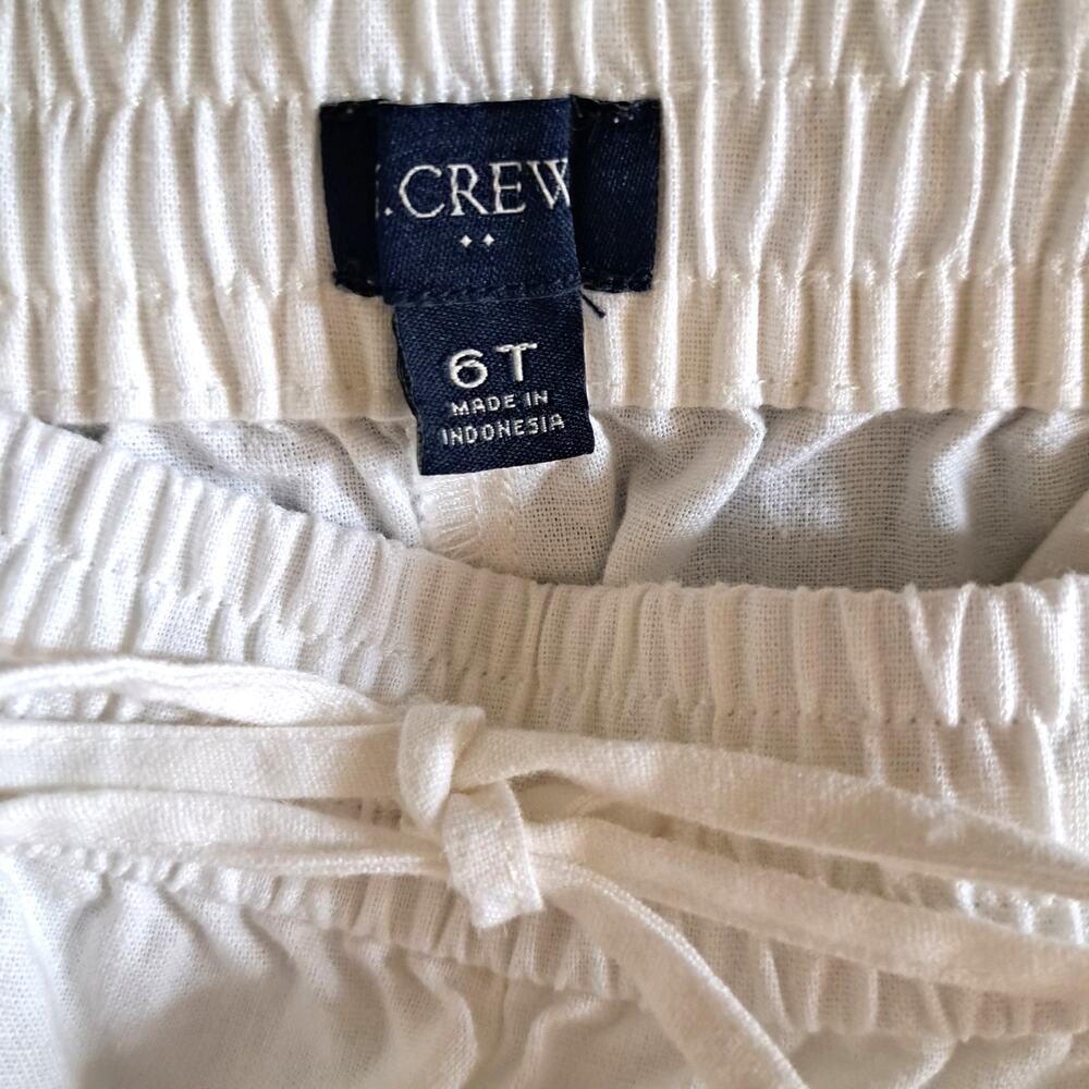 J CREW White Linen-blend Slim Wide Leg Pants Size 6 TALL Drawstring Casual - Picture 6 of 10